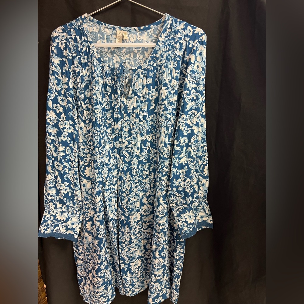 Sahalie- Womens‎ Blue/White, Long Length Shirt- Size: PXL, Pre-owned